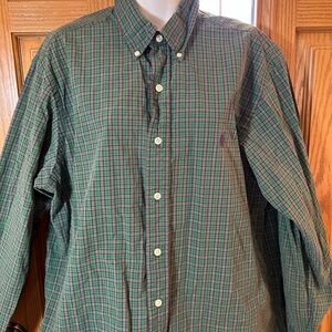 💚3/$25 Ralph Lauren Green and Purple Checkered Shirt large